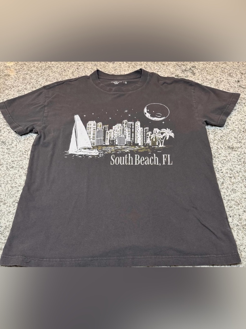 Abercrombie & Fitch South Beach FL Shirt Soft A&F Tee, Dark Grey, Size Large